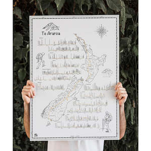 Te Araroa Trail Illustrated Map Print A2