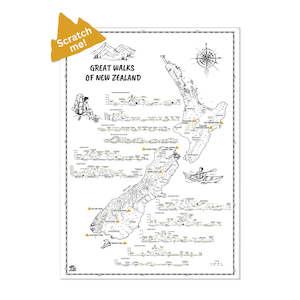 Great Walks of NZ Hike & Scratch Print A2