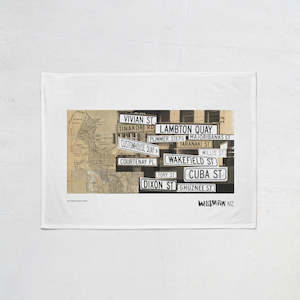 Wellington Nz Book Tea Towels: Wellington Book Road Signs Tea Towel