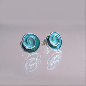 Enamel Silver Koru Studs