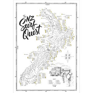 Manly Pursuits: NZ Surf Quest Map Print