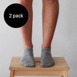 So Many Socks Merino: Merino Sneaker Socks Twin Pack, Grey