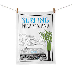 Tea Towel NZ Surfing