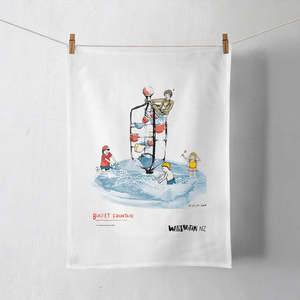 Wellington Book Bucket Fountain Tea Towel