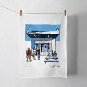 NZ Book Fish & Chips Tea Towel