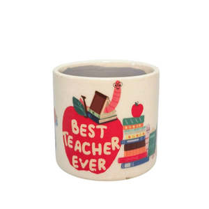 Live Laugh Learn: Bookworm Best Teacher Ever Planter 8cm