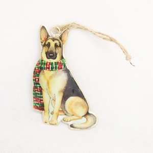 Christmas: Vintage Tin German Shepherd Christmas Decoration