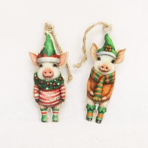 Christmas: Vintage Tin Pig Christmas Decoration