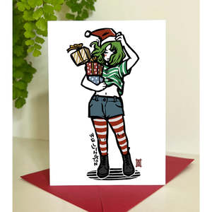 Coolest Capital: Windy Welly Girl Christmas Gifts - Greeting Card