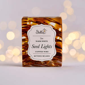 2m 20 LED Seed Lights String (Batt incl), Copper Warm White