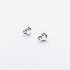 Jewellery: Kiwiana Studs, Koru Heart s/s