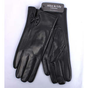 Fashion Accessories: Leather Bow Gloves, Black