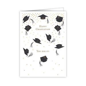 Greeting Cards: Happy Graduation Hats in the Air - Greeting Card