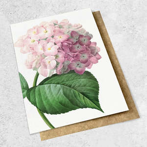 Books Stationery All: Vintage Botanical Hydrangea, Pink - Greeting Card