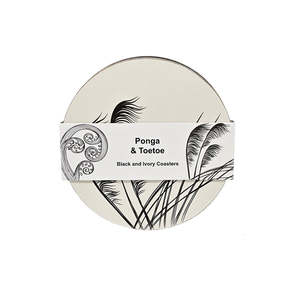 All: Ponga & Toetoe Black Ivory Coaster Set of 4