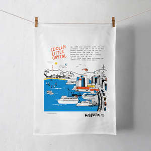 Aotearoa: NZ Book Cool Capital Harbour Tea Towel
