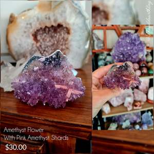 Purple Amethyst Flower with Pink Amethyst Shards