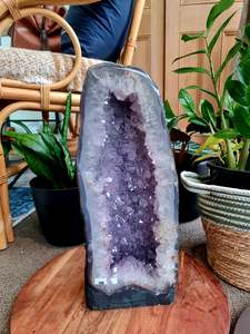 Amethyst Druzy Cave with Polished Edges