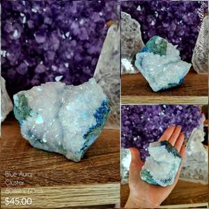 Amethyst Caves: Blue Aura Cluster 80mm