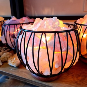 Rose Quartz Filled Fire Bowl Lamp