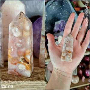 Crystal Points: Pink Flower Agate 70mm