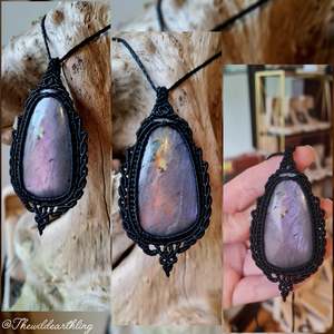 Purple Flash Labradorite Wrapped in Black