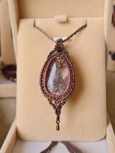 Mini Lotus Garden Quartz Wrapped in Khaki & Maroon