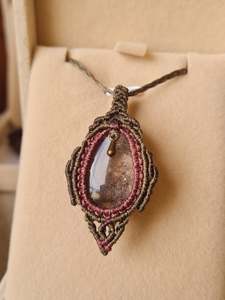 Mini Lotus Garden Quartz Wrapped in Khaki & Maroon