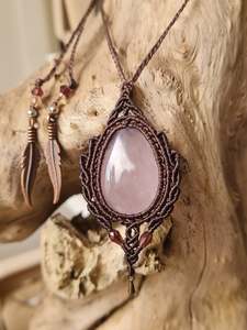 Rose Quartz Wrapped in Dark Mocca