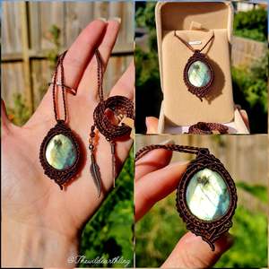 Crystal Jewelry: Labradorite Wrapped in Dark Mocca