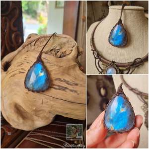 Labradorite Wrapped in Dark Mocca