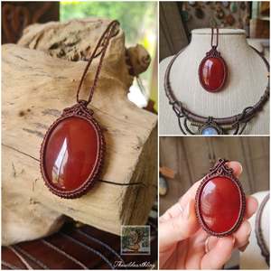 Crystal Jewelry: Carnelian Wrapped in Dark Mocca