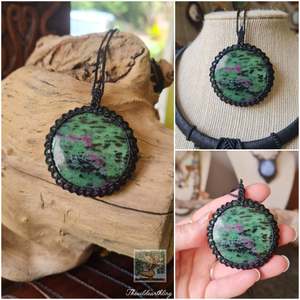 Crystal Jewelry: Ruby Fuschite Wrapped in Black