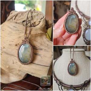 Milky Agate Wrapped in Khaki