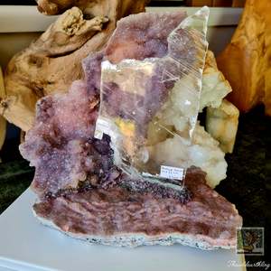 Pink Amethyst: Amethyst Flower with Mounted Selenite Slab 1.72kg