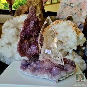 Amethyst Flower with Mounted Selenite Slab 1.08kg