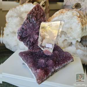 Amethyst Flower with Mounted Selenite Slab 1.41kg