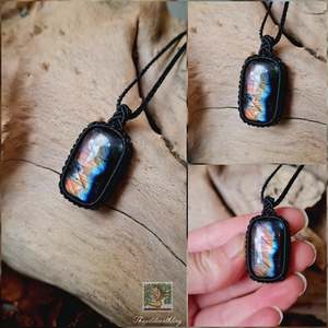 Pink Labradorite Wrapped in Black