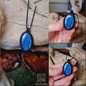 Labradorite Wrapped in Black