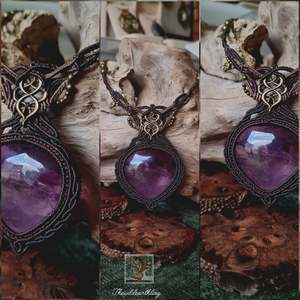 Crystal Jewelry: Amethyst Heart Wrapped in Dark Mocca