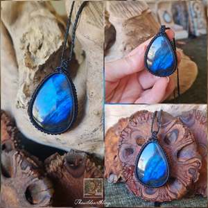 Cobalt Blue Labradorite Wrapped in Black