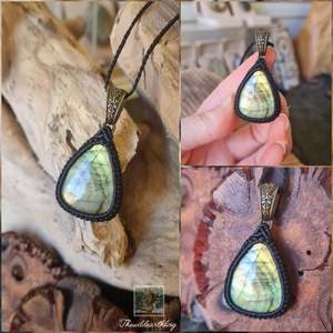 Labradorite Wrapped in Black