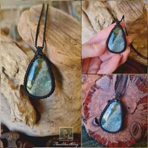 Moss Agate & Jasper Wrapped in Black