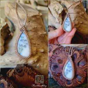 Crystal Jewelry: Dendritic Agate Wrapped in Flaxseed