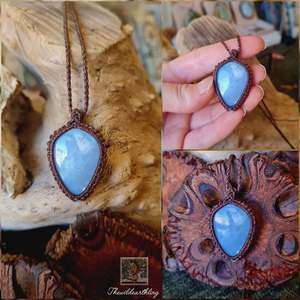 Crystal Jewelry: Blue Opal Wrapped in Dark Mocca