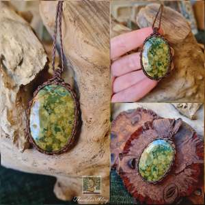 Crystal Jewelry: Rainforest Jasper Wrapped in Dark Mocca