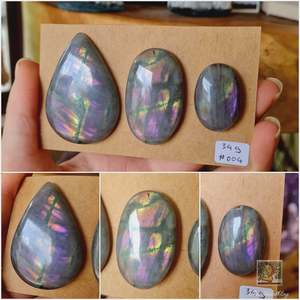 Waxed Polyester Cords 260mtr: Purple Labradorite Cabochon Card #004