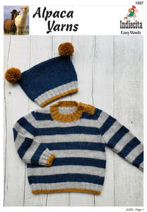 Sweater and Beanie 1557 - Alpaca Yarns