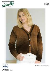 Patterns: Naturally - N1551 - Ombre 12 ply Cardi Pattern