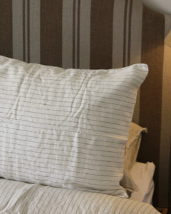 LE LIN OLIVE PINSTRIPE STANDARD PILLOW CASES